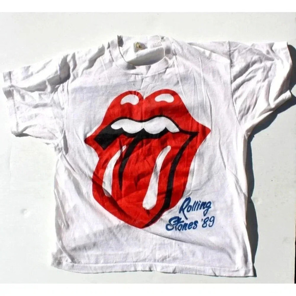 Vtg Rolling Stones Steel Wheels Tour 1989 White Concert T Shirt Screen Stars Tag - Picture 1 of 5
